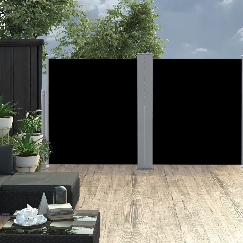 Retractable Side Awning Black 55.1"x236.2