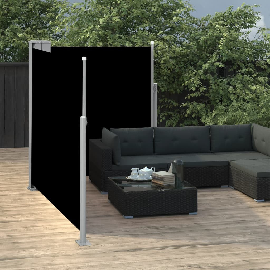 Retractable Side Awning Black 55.1"x236.2