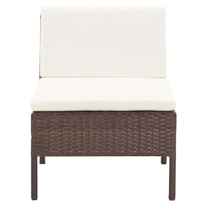 6 Piece Patio Lounge Set with Cushions Poly Rattan Brown