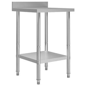 Kitchen Work Table with Backsplash 23.6"x23.6"x36.6" Stainless Steel