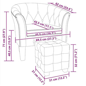 Tub Chair with Footstool Gold Faux Leather