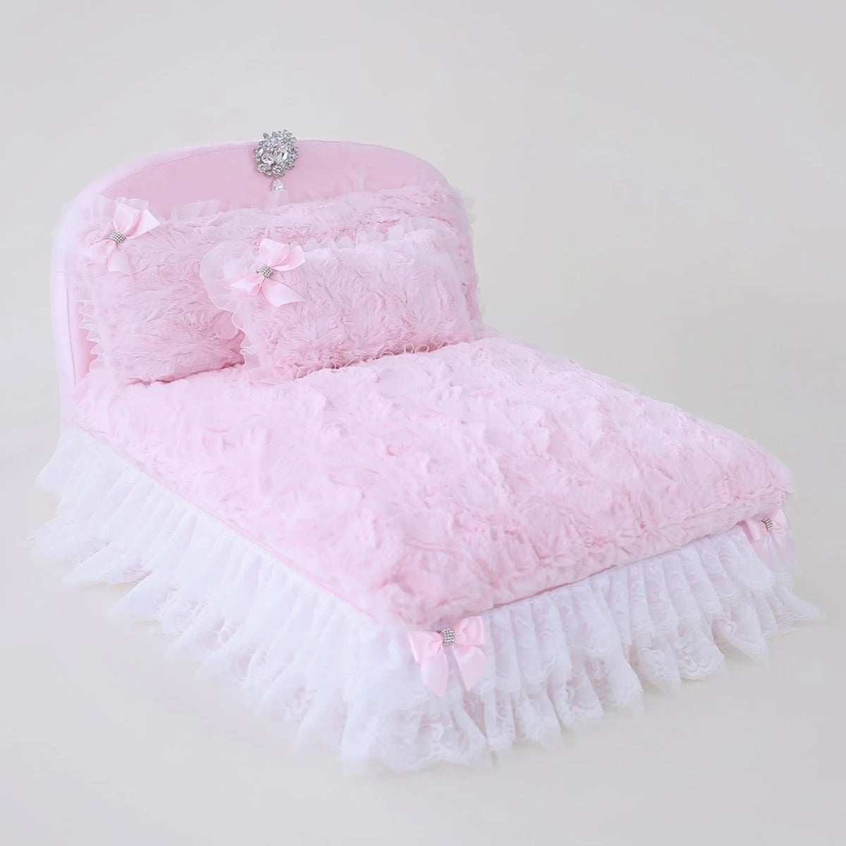 Decorative Dog Bed with Lace & Removable Down Pillow
