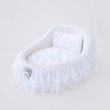 Decorative Crib-Style Dog Bed with Removable Pillow