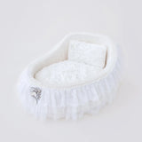 Decorative Crib-Style Dog Bed with Removable Pillow