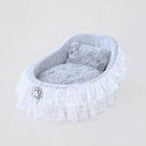 Decorative Crib-Style Dog Bed with Removable Pillow