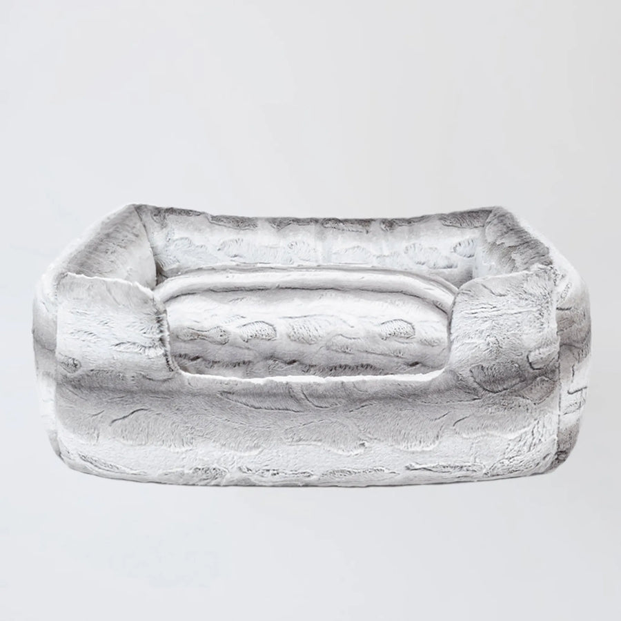 Large Plush Bolster Dog Bed with Removable Pillow