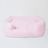 Large Plush Bolster Dog Bed with Removable Pillow