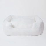 Large Plush Bolster Dog Bed with Removable Pillow