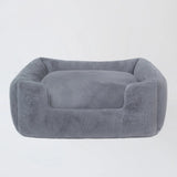 Large Plush Bolster Dog Bed with Removable Pillow