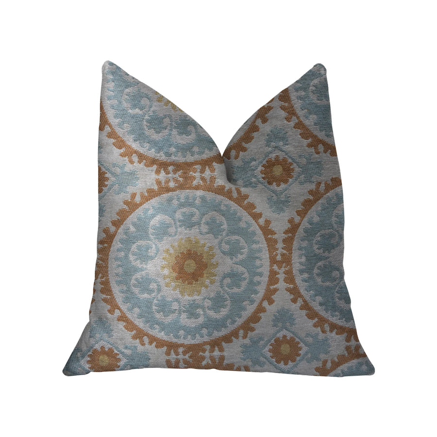 Plutus Sunset Cottage Orange, Blue and Ivory Luxury Throw Pillow