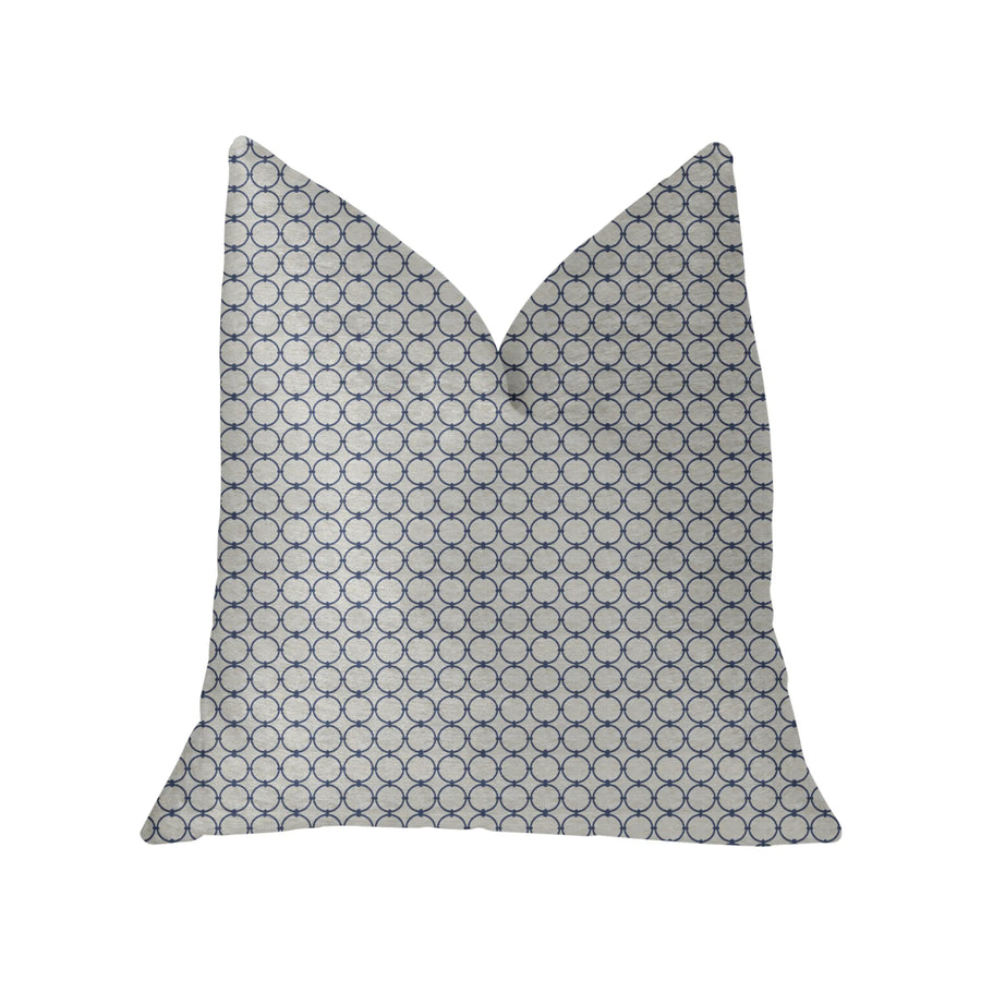 Plutus Object Lens Blue and Beige Luxury Throw Pillow