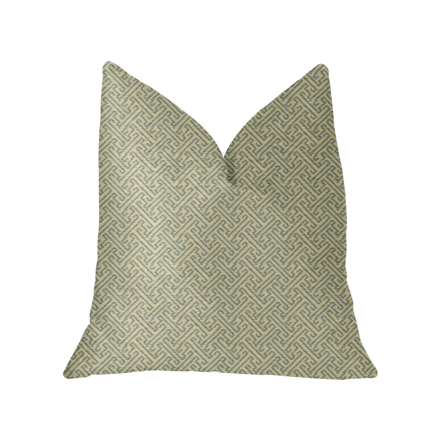 Plutus Alpine Maize Blue and Beige Luxury Throw Pillow