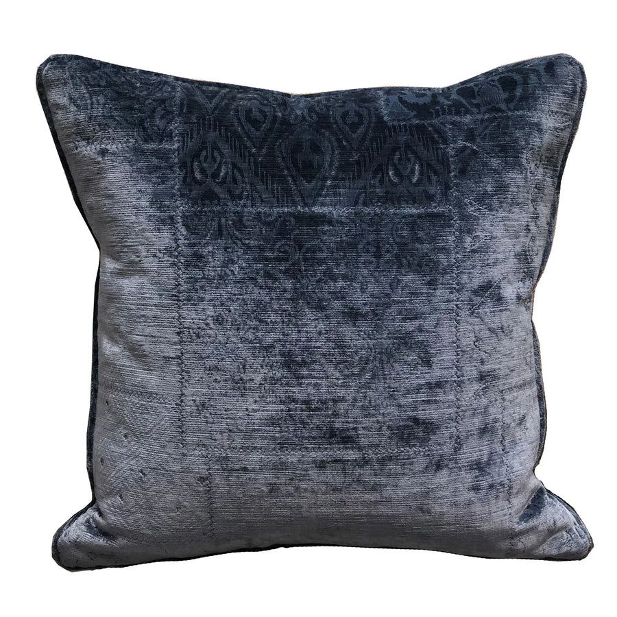 Plutus Bleu Velour Blue Luxury Throw Pillow