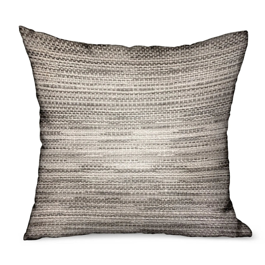 Plutus Silver Lake Weave Silver Solid Luxury Outdoor/Indoor Throw Pillow