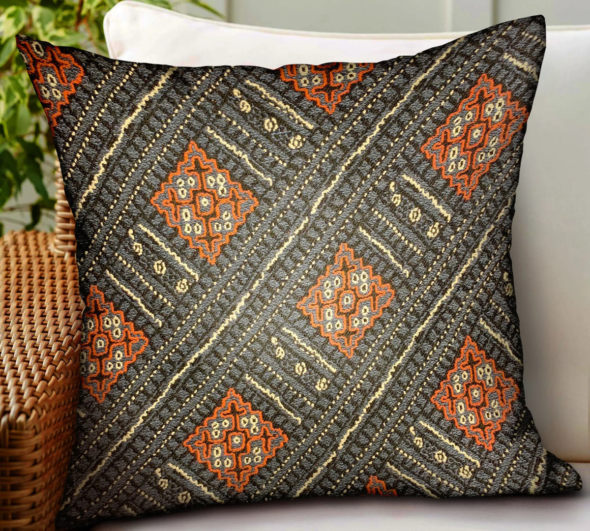 Plutus Cobalt Lattice Blue Geometric Luxury Outdoor/Indoor Throw Pillow