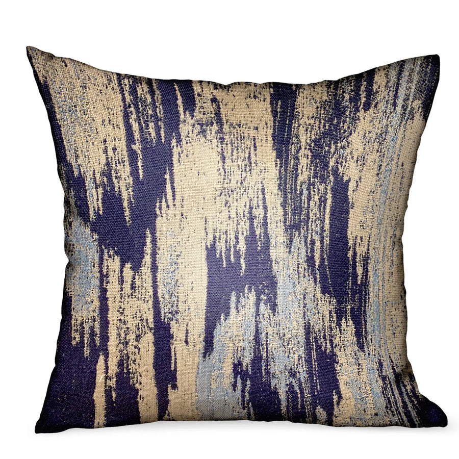 Plutus Ocean Avalanche Blue Ikat Luxury Outdoor/Indoor Throw Pillow