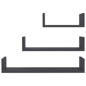 Wall Display Shelf 3 pcs Gray Engineered Wood