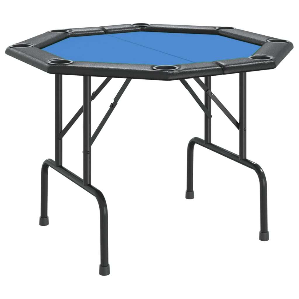 8-Player Folding Poker Table Blue 42.5"x42.5"x29.5