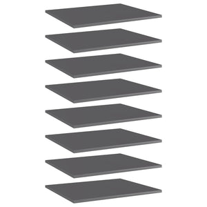 Bookshelf Boards 8 pcs High Gloss Gray 23.6"x19.7"x0.6" Engineered Wood