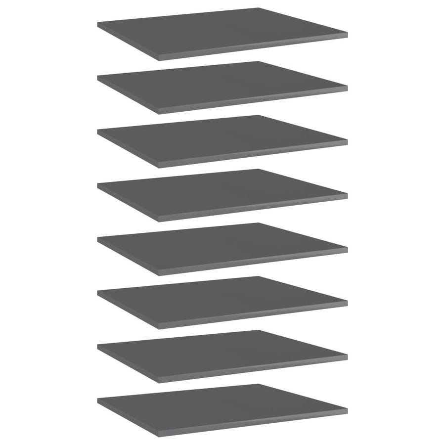 Bookshelf Boards 8 pcs High Gloss Gray 23.6"x19.7"x0.6" Engineered Wood