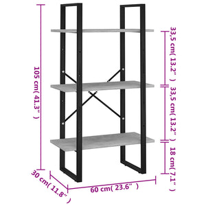 Storage Shelf Concrete Gray 23.6"x11.8"x41.3" Engineered Wood