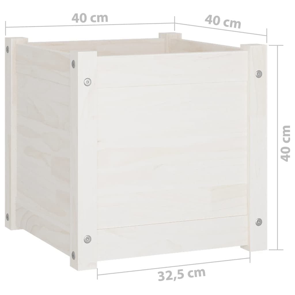 Garden Planter White 15.7"x15.7"x15.7" Solid Wood Pine