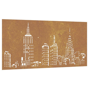 Patio Wall Decoration 41.3"x21.7" Corten Steel Skyline Design