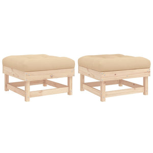 Patio Footstools with Cushions 2pcs Solid Wood Pine
