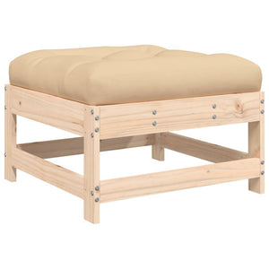 Patio Footstool with Cushion Solid Wood Pine