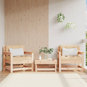 Patio Chairs with Cushions 2 pcs Solid Wood Pine