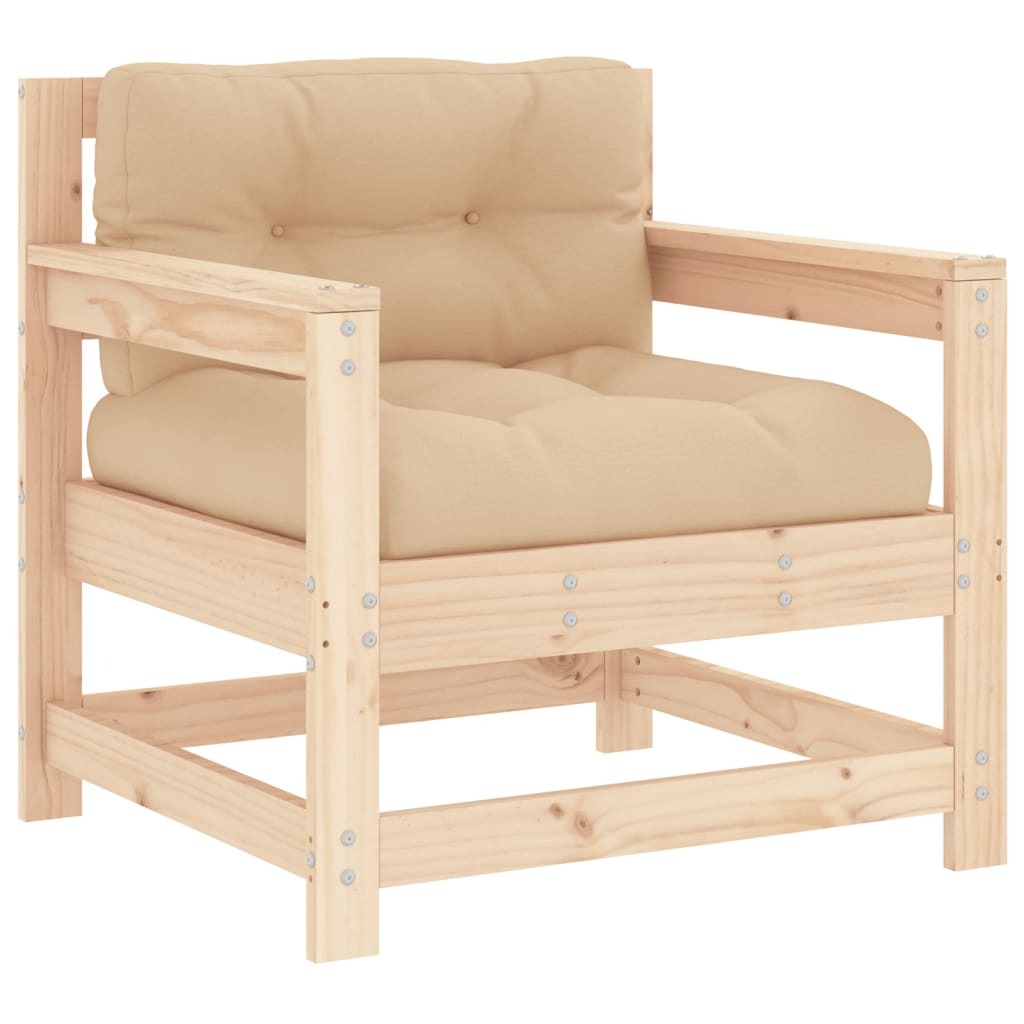 Patio Chairs with Cushions 2 pcs Solid Wood Pine