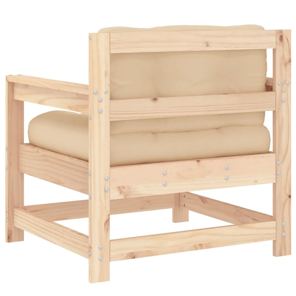 Patio Chairs with Cushions 2 pcs Solid Wood Pine