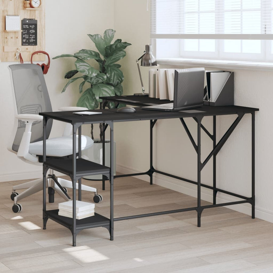 Desk Black 54.7"x54.7"x29.5" Engineered Wood