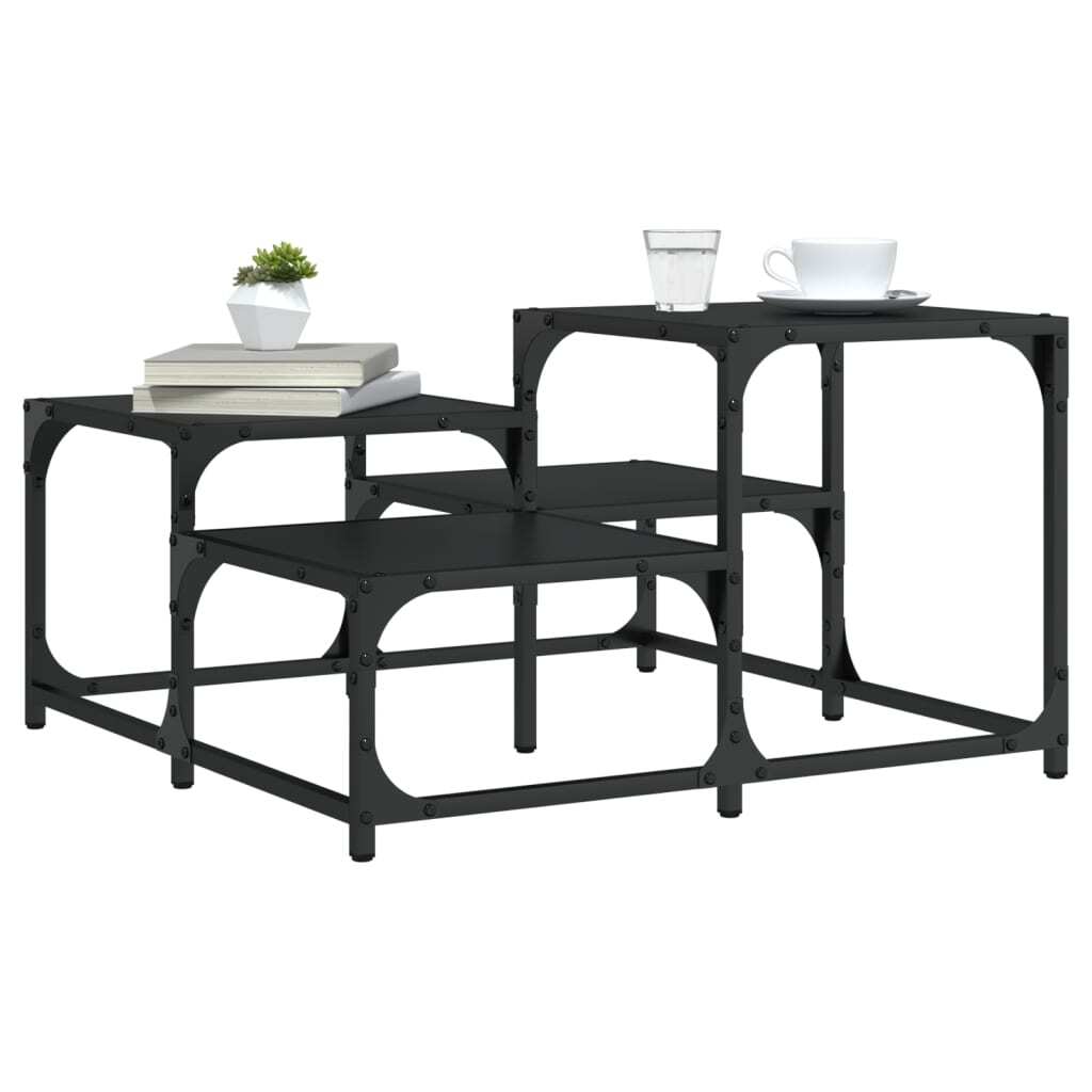 Coffee Table Black 26.8"x26.8"x15.7" Engineered Wood