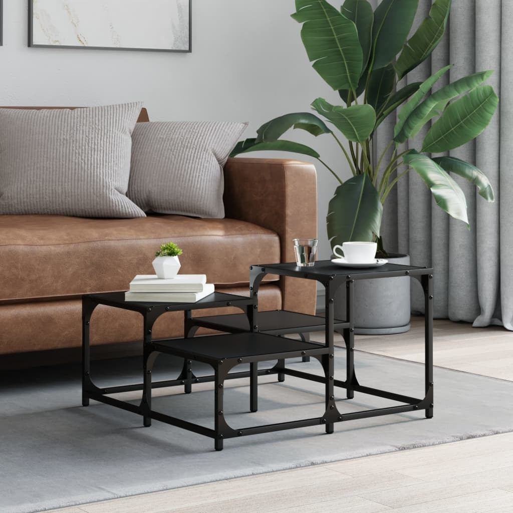 Coffee Table Black 26.8"x26.8"x15.7" Engineered Wood