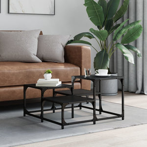 Coffee Table Black 26.8"x26.8"x15.7" Engineered Wood