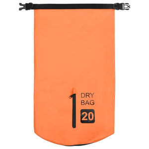 Dry Bag with Zipper Orange 5.3 gal PVC