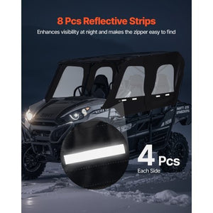 Cab Enclosure Upper Doors, Compatible with Kawasaki Teryx4 2012-2022, Soft Upper Doors, Windproof & Waterproof Upgraded Zipper UTV Soft Side Window Kit, Work with Roof and Partial Windshields