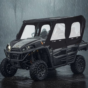 Cab Enclosure Upper Doors, Compatible with Kawasaki Teryx4 2012-2022, Soft Upper Doors, Windproof & Waterproof Upgraded Zipper UTV Soft Side Window Kit, Work with Roof and Partial Windshields