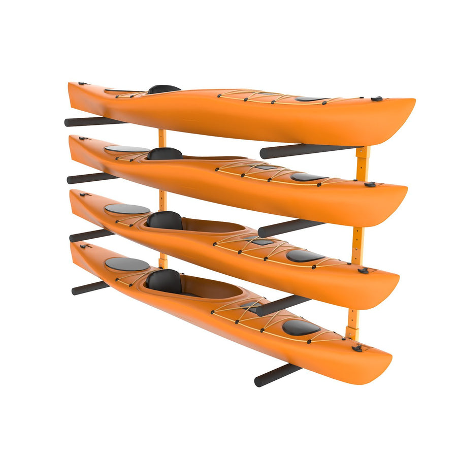 Wall Kayak Storage Rack, 4-Capacity Wall Mounted Kayak Holders for Kayak Canoe Paddle Board, Kayak Storage Hooks with Adjustable Padded Arms, 400 LBS Load Kayak Hanger for Indoor Outdoor Garage
