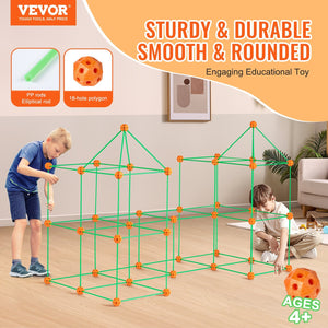 Fort Building Kit for Kids, 140PCS Glow in The Dark STEM Building Toys, Educational Gift for 4 5 6 7 8+ Year Old Boys & Girls Indoor Outdoor Play Tent Construction Toys with 96 Rods and 44 Balls