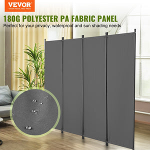 Room Divider,  4 Panel Room Dividers and Folding Privacy Screens, Fabric Partition Room Dividers for Office, Bedroom, Dining Room, Study, Freestanding, Light Gray