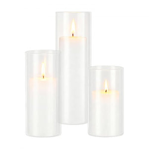 Pillar Candles and Glass Vases Set 72 Pcs, Clear Cylinder Hurricane Candle Holders for Wedding Centerpieces, Tall Vase for Table Decor, Wedding Party, Thanksgiving,White (2.56" x 4.7",5.9",7.9")