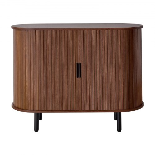 Coffee Bar Cabinet, Mid Century Fluted Coffee Bar Table, Buffet Stand Cabinet with 2 Sliding Doors, Sideboard Buffet Station for Living Room, Entryway, Kitchen, 39.3 x 15.7 x 29.5 in, Walnut