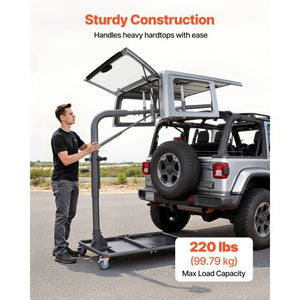 Hard Top Remover Lift, 220 lbs, Jeep Hardtop Removal and Storage System, Quick & Easy One-Person Operation, Adjustable Height, for Jeep Wrangler YJ, TJ, JK, JL, 4XE, Ford Bronco 4 Door & 6 Gen+