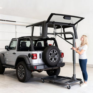 Hard Top Remover Lift, 220 lbs, Jeep Hardtop Removal and Storage System, Quick & Easy One-Person Operation, Adjustable Height, for Jeep Wrangler YJ, TJ, JK, JL, 4XE, Ford Bronco 4 Door & 6 Gen+
