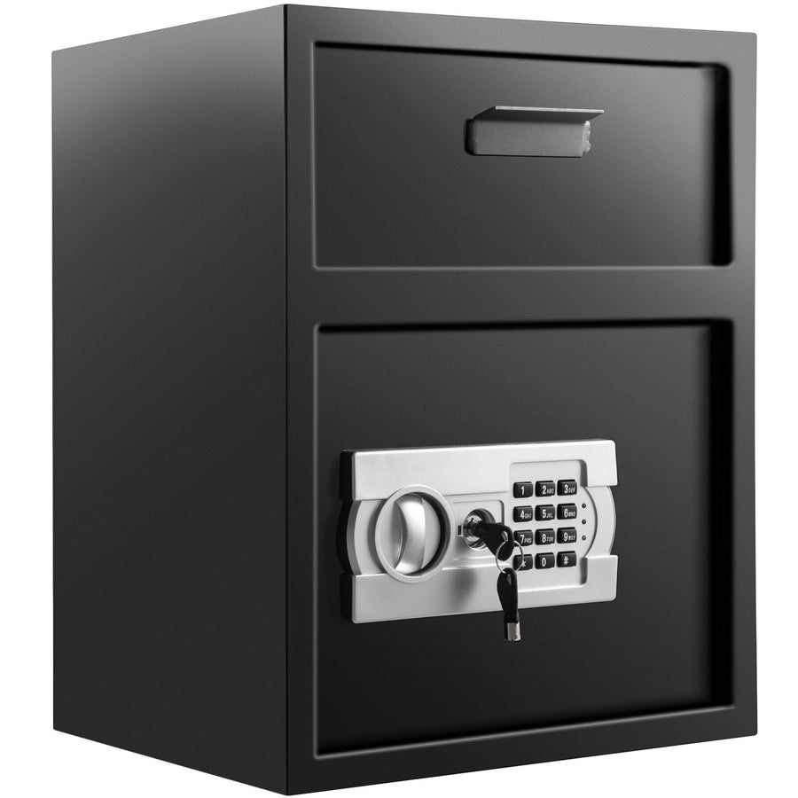Digital Depository Safe 1.7 Cubic Feet Made of Carbon Steel Electronic Code Lock Depository Safe with Deposit Slot with Two Emergency Keys Depository Box for Home Hotel Restaurant and Office