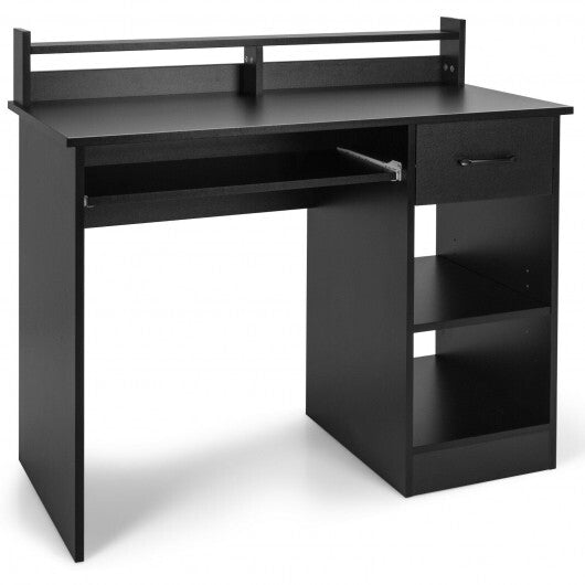 Study Laptop Table with Drawer and Keyboard Tray-Black