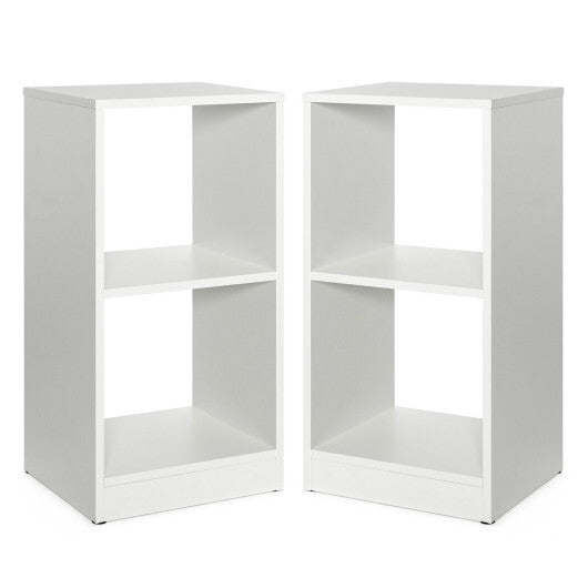 2 Pieces 2-tier Bookcase Set with Anti-toppling Device