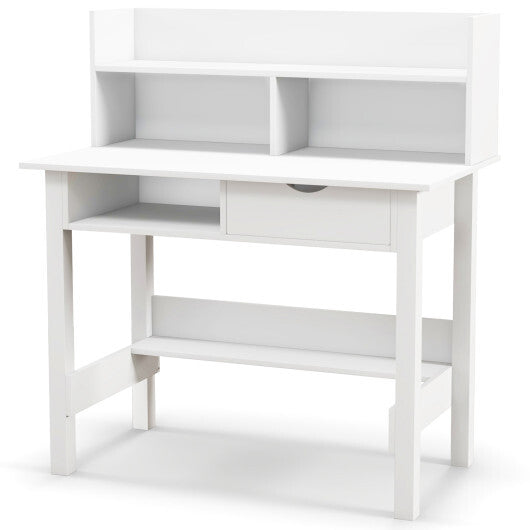 Home Office Computer Desk with Storage Shelves and Drawer Ideal for Working and Studying